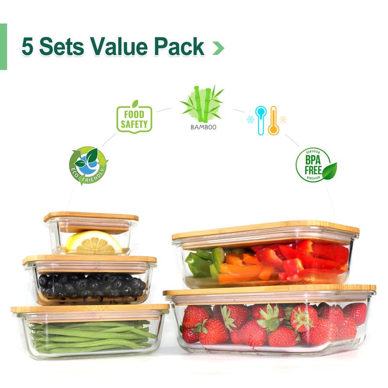 Urban Green glass containers (glass + bamboo lid)